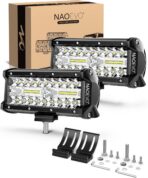 NAOEVO 7 Inch LED Light Bar, 240W 24,000LM LED Pods/Off Road/Fog/Driving Lights with Spot Flood Combo for Truck Boat UTV ATV, 2-Pack (White)