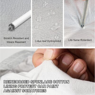 Full Car Cover Universal 6 Layers Outdoor Thicked All Weather Cover, Sunshield, Waterproof, Snow Proof, UV Proof, Scratch Proof, Bird Droppings, 6 Reflective Strips, Fits SUVs up to 180" - Image 8