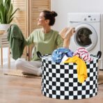 Checkered Storage Basket Extra Large 80L Kids Hamper Baby Laundry Basket Waterproof Toys Car Organizer Collapsible Canvas for Home/Dorm/Pet/Office/Closet/Shelf/Gift Baskets - Image 4