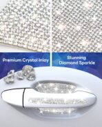 Bling Car Door Handle Protector, 10 PCS, White Sparkling Rhinestone Cars Door Protective Cover, Anti-Scratch Auto Handles Sticker, Universal Bling Car Accessories for Women - Image 3