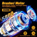 Cordless Car Buffer Polisher kit [2x 2000mAh 21V Batteries & 18 PCS Attachments] 6-Speed Orbital Design, LED Display, Lightweight Detailing Tool for Waxing, Polishing & Scratch Removal-Yellow - Image 5