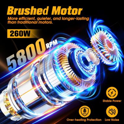 Cordless Car Buffer Polisher kit [2x 2000mAh 21V Batteries & 18 PCS Attachments] 6-Speed Orbital Design, LED Display, Lightweight Detailing Tool for Waxing, Polishing & Scratch Removal-Yellow - Image 5