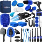 37Pcs Car Detailing Kit, Car Detailing Brush Set, Car Wash Cleaning Kit, Car Detailing Brushes, Professional Car Care Kit for Interior Exterior Wheels, Blue