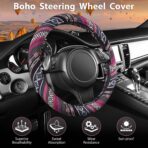 CAR PASS Boho Steering Wheel Cover, Ethnic Flax Cloth Universal Steering Wheel Cover,Anti-Slip Design, Fit 14.5-15 inches for Vehicles,Cars,SUV,Vans - Image 4