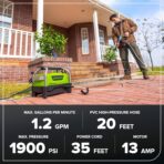 Greenworks 1900 PSI (SGS Certified) 1.2 GPM 13Amp Portable Compact Electric Pressure Washer, Power Washer for Cars, Driveways, Patios, Patio Furniture & Around Pools - Image 3
