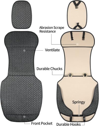 Breathable Car Seat Cover,Luxury Front Seat Cover,Durable and Non Slip,Polyester Silk Material, Universal Car Seat Cushion,Suitable for All Seasons,Airbag Compatible. (Black，2PCS) - Image 3