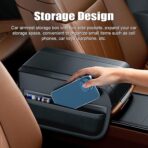 Shkalacar Car Armrest Storage Box Center Console Cover Armrest Organizer Arm Rest Cover Car Interior Accessories with PU Leather Memory Foam 2 Side Pockets for Most Cars SUVs Trucks (Black) - Image 8