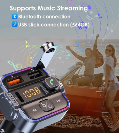 Bluetooth 5.3 FM Transmitter for Car, Dual Micphone Hands-Free Calls Wireless Radio Receiver, PD 30W & QC3.0 Fast Car Charger Adapter - Image 7