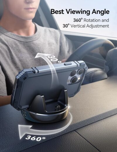 JOYROOM Car Phone Holder Mount, 360° Adjustable & Avoid Sun Glare Phone Holder for Car, Slip Free Spring Snap Design Dashboard Phone Stand, Compatible with Smartphones, GPS Devices - Image 4