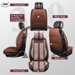 OASIS AUTO Car Seat Covers Full Set, Luxury Stylish Waterproof Faux Leather, Universal Fit for SUV, Sedan, Pick-up Truck, Automotive Interior Protectors (OS-007 Brown) - Image 2