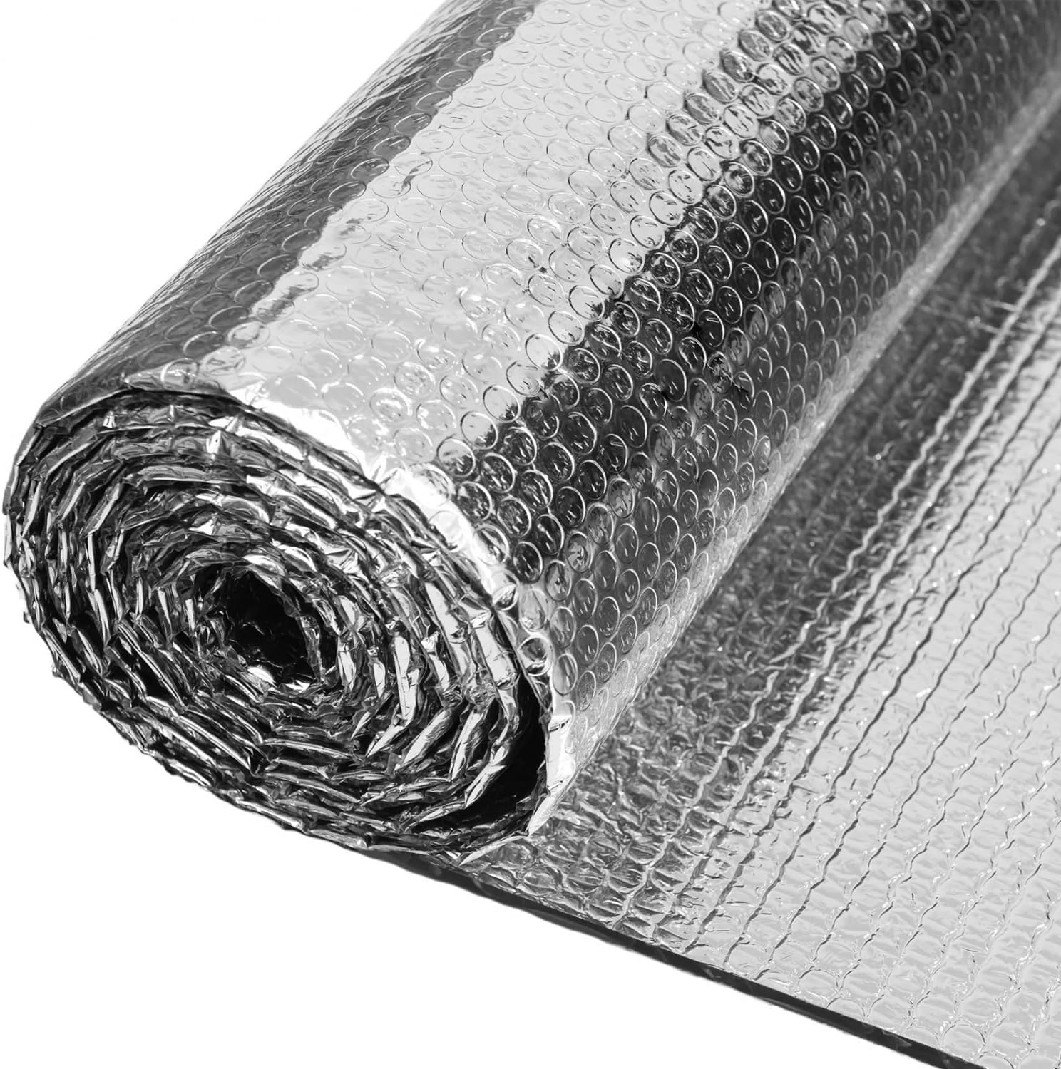 81gTcNYbP5L._AC_SL1500_.jpg YoleShy Double Reflective Insulation 48 in X 10 FT RV Window Insulation for Summer Heat Reflective Window Film for Roof, Car, Garage Doors - Image 1