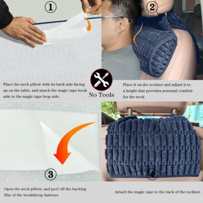 Memory Foam Headrest Pillow for Neck Pain Relief & Cervical Support - Ergonomic Neck Cushion for Office Chair, Car, Recliner, Sofa - Breathable & Pressure Relief (Navy Blue, 17x2.7 Inches) - Image 7