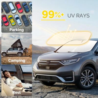Car Sun Shade for 2017 2018 2019 2020 2021 2022 Honda CRV Windshield Sun Shade, Sun Visor Windshield Cover for CRV Front Window Sunshade Foldable Auto Interior Accessories UV Block to Keep Cool - Image 2