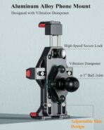 BRCOVAN 1'' Ball Aluminum Alloy Phone Mount Holder with Vibration Dampener, for Motorcycle ATV UTV Car Bike Boat Truck Scooter Fit for RAM Mounts B Size 1'' Ball Double Socket Arm, for 4.7-7.2'' Phone - Image 2