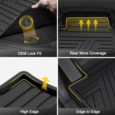 Floor Mats Fit for Honda Civic 2022-2025 2026 Sedan Hatchback Si (Include Sport,Not for Hybrid), with&w/o USB Port | for Acura Integra 2023-2026, All Weather Car Floor Liners, Black - Image 6