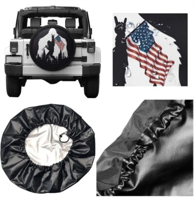Siski American Flag Camping Spare Tire Cover Wheel Protectors Weatherproof Universal for Trailer Rv SUV Truck Camper Travel(14" fits for tire Diameter 60-69cm/23.6-27in) - Image 5