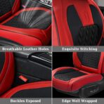 Coverado Car Seat Cover, Front Seat Cover, 2PCS Car Seat Protector, Seat Covers for Cars, Breathable Faux Leather Car Seat Cushion, Car Seat Protector, Red Car Seat Covers Winter Fit for Most Vehicles - Image 8