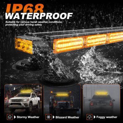 ASPL 26inch 126 LED Rooftop Emergency Strobe Lights Bar Double Side Flashing Safety Warning Traffic Advisor Light Bar Hazard Snow Plow Light for Work Trucks Vehicles Construction Tow Pickup(Amber) - Image 4