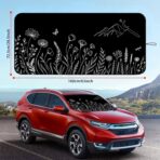 Windshield Sun Shade for Car, 63"x28.5" Universal Fit Front Window Sunshade with Double Steel Ring Frame, Car Sun Shade, UV Protection Windshield Cover with Storage Pouch (Line Flowers) - Image 2