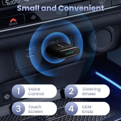 Mini Wireless CarPlay Adapter for iPhone, 2 in 1 CarPlay and Android Auto Adapter, Wired to Wireless, Plug & Play, Seamless Car Connectivity, Compact in-Dash navi & ent, Black - Image 7