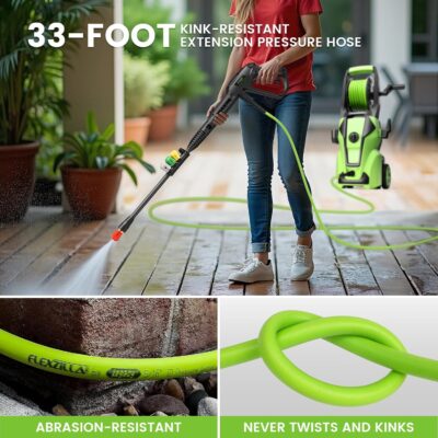 Electric Pressure Washer Adjustable 5000PSI 4.0 GPM High Power Washers with 33ft Hose Reel, 4 Nozzle and Foam Cannon, Power Washers Machine for Home, Cars, Patio (Green) - Image 6