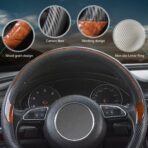 Xizopucy Wood Grain Steering Wheel Cover Black Universal Microfiber Leather, Suitable for 14 1/2-15 inch Comfortable Anti-Slip, Good Breathable and Odorless Car Steering Wheel Cover - Image 4