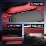 Car Center Console Knee Leg Elbow Cushion Pad, Soft Leather Door Armrest Foot Care Thigh Support Comfort Pillow, Auto Interior Accessories for Knee Pain Relief (Black/Red) - Image 4