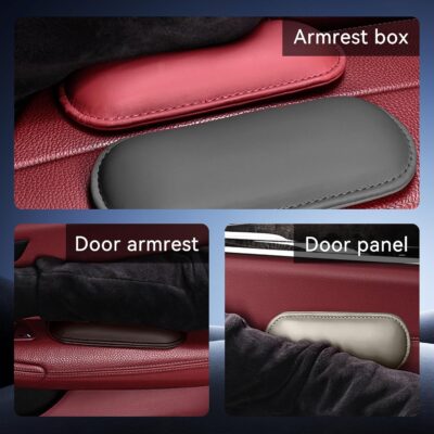 Car Center Console Knee Leg Elbow Cushion Pad, Soft Leather Door Armrest Foot Care Thigh Support Comfort Pillow, Auto Interior Accessories for Knee Pain Relief (Black/Red) - Image 4