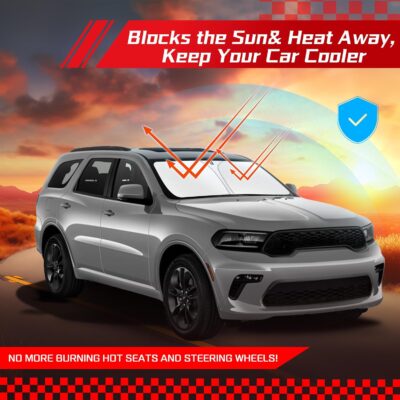 ARISMOTOR Windshield Sun Shade for Dodge Durango 2011-2025 2026, Custom Fit Foldable Front Window Sunshade Sun Visor Protector, Block UV Rays Keep Your Car Cooler - Image 7