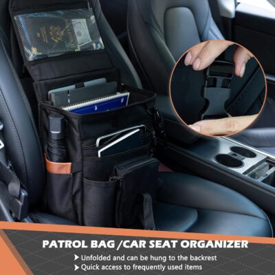 Car Seat Organizer with Lid and Laptop Compartment (Fits 15.6"), Front Seat Passenger Organizer with Adjustable Strap, Multiple Pockets, Portable Office Bag, Water-Resistant 1200D Polyester - Image 5