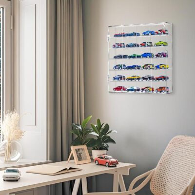 Acrylic Display Case for Hot Wheels & Car Tuned Diecast – Wall Mount & Desktop Display Case for 1/64 Scale Cars, Matchbox Garage, No Assembly Required, Magnetic Door Dustproof Showcase - Image 4