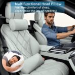 Car Headrest Pillow for Driving - Luxury Leather 100% Memory Foam, Ergonomic Neck Support - Universal Fit Head Rest Travel Pillow for Most Cars, Home & Office, Gray, 2 Pack - Image 8