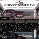 Woanger Windshield Sun Shade Foldable Car Front Window Covers for Car Accessories Sun Heat UV Rays Visor Protector Protection for Universal Cars SUV Truck (Moon Star) - Image 3