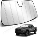 KUST Windshield Sun Shade for Toyota Tacoma 2016-2022 2023 Foldable Thicken Window Sunshade UV Protection Keep Cool Sunshield Easy Install Sun Visor Accessories Aluminum Film