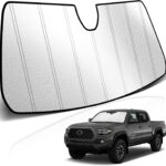KUST Windshield Sun Shade for Toyota Tacoma 2016-2022 2023 Foldable Thicken Window Sunshade UV Protection Keep Cool Sunshield Easy Install Sun Visor Accessories Aluminum Film