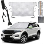 Car Windshield Cover for Ice and Snow Kit,Snow Cover with Side Mirrors Covers,Waterproof Frost Cover for Cars, SUVs, Trucks,Secure Fit Windproof Covers Winter Car Accessories (71"x43")