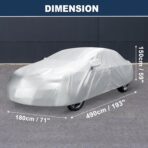 ACROPIX 180T Gray Car Cover Waterproof All Weather Full Exterior Cover Rain Hail Sun Protector Car Cover Fit for Sedan Length 185-189 Inch - Pack of 1 - Image 7