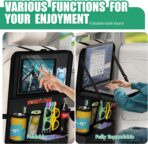 Plzpik Car Backseat Organizer with Tablet Holder,11 Storage Pockets with Foldable Food Tray, Protector Kick Mats for Kids, Travel Accessories Organizer (Black, 1Pack with Food Tray) - Image 3