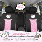 Carbella Hello Kitty Car Seat Covers - Cute and Durable Pink Front Seat Covers, Adorable Hello Kitty Design, Comfortable and Long-Lasting Polyester, Car Accessories Gift 2pc Black/Pink - Image 6