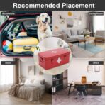 First Aid Medicine Box, First Aid Kit Supplies Bin, Metal Medicine Storage Tin, First Aid Empty Box with Safety Lock for Home Emergency Tool Set-Red - Image 7