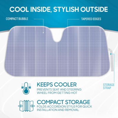 BDK Lavender Shine Car Windshield Sun Shade Accordion Folding Sunshade for Windshield Blocks UV Rays Sun Visor for Car Front Window Protector - Easy Setup Keeps Your Vehicle Cool - 58 x 27 inches - Image 3