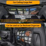 Car Ceiling Cargo Net with 3 Pockets,31.5"x21.6" Car Overhead Storage Mesh Organizer,Double Layer Roof Mesh Camping Overlanding Gear Must Haves Cargo Net,Road Trip Essentials - Image 2