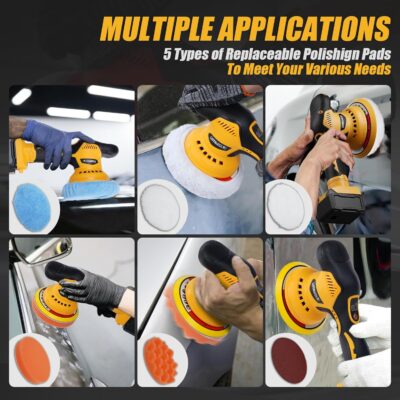 Car Detailing and Polishing Compatible with Dewalt 20V Battery, 5500 RPM Dual-Action Polisher with 6 Variable Speeds - Image 5
