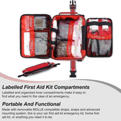 Professional 500 Piece Emergency First Aid Kit for Home, Car, Travel, Camping, Truck, Hiking, Sports, Office, Vehicle & Outdoor Emergencies - Emergency Medical Kit, Large First Aid Kit Survival - Image 4