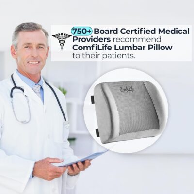 ComfiLife Lumbar Support Back Pillow Office Chair and Car Seat Cushion - Memory Foam with Adjustable Strap and Breathable 3D Mesh (Gray) - Image 7