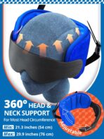 Travel Pillows for Airplanes, 360° Support Headrest Pillow with Eye Mask for Sleeping, Travel Airplane Pillow for Long Flights Car Road Trip, Travel Accessories Stop Bobblehead, Black - Image 4