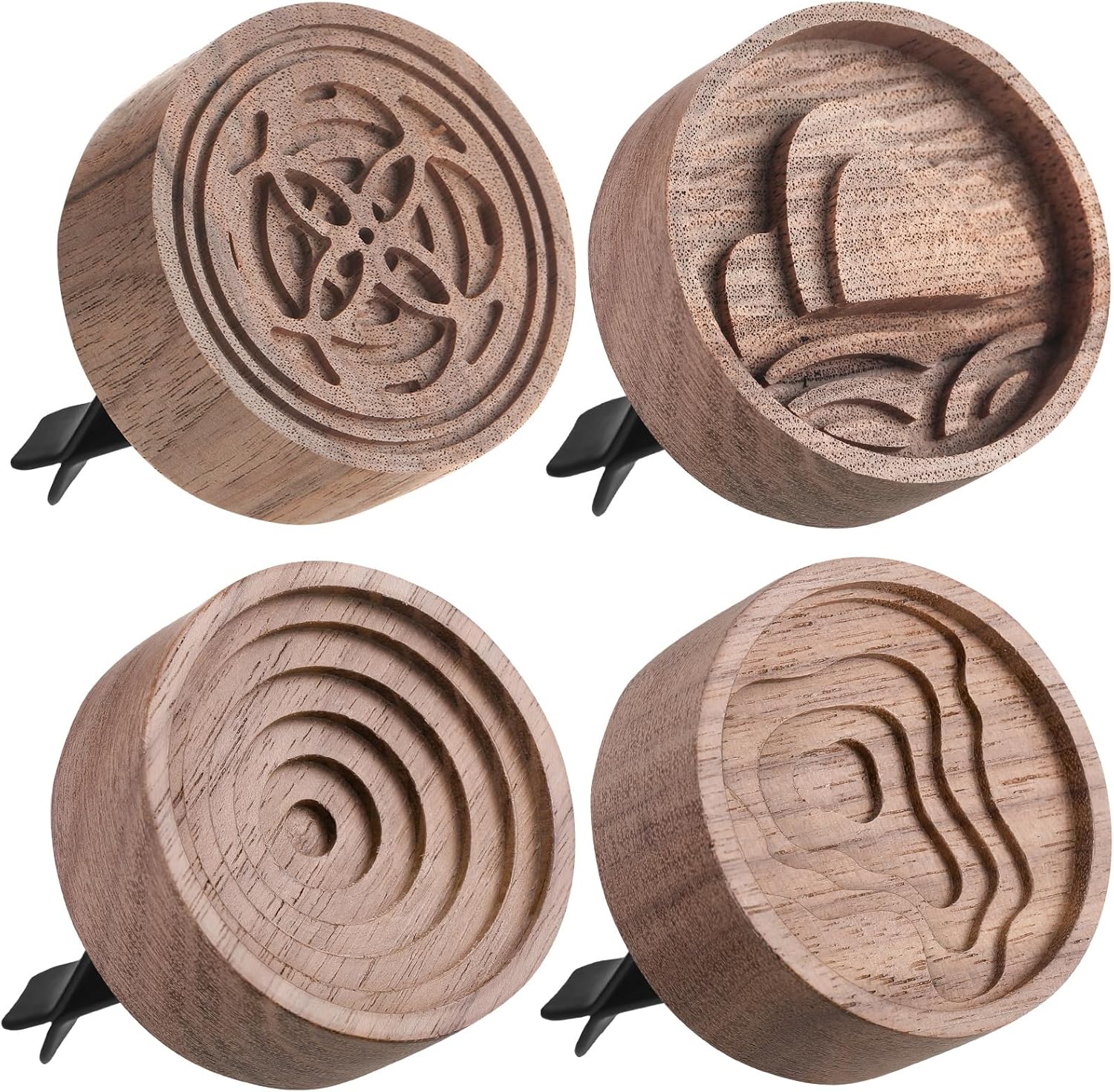 81iZKghCK6L._AC_SL1500_.jpg 4 Pcs Wooden Essential Oil Diffuser Car Aromatherapy Passive Diffuser with Vent Clip Walnut Wood Round Air Freshener Winter Gifts for Home Offices Yoga Rooms Sauna Rooms - Image 1