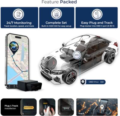 Salind GPS 4G LTE OBD 9-35V Fleet and Vehicle Tracker – Hidden Car, Truck, Trailer Locator with Real-Time Monitoring, Route History, Mileage, GeoFence, Compact Splash Proof Design, Fixed Connection - Image 3