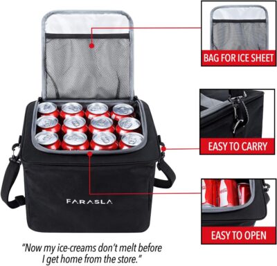 Farasla Waterproof Trunk Organizer with Insulated Leakproof Cooler Bag, Foldable Cover, Adjustable Securing Straps (Black) - Image 6