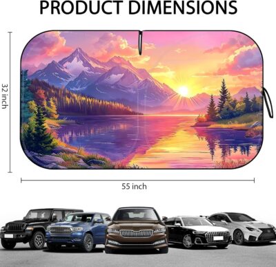 Car Windshield Sun Shade, Upgraded UV Reflective Windshield Sun Shade Foldable Universal Fit with Storage Bag for Cars SUVs Trucks Sedans Hatchbacks - Image 4